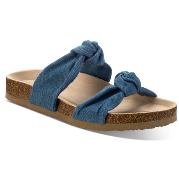 Sun + Stone Denim Sandals 8M women’s slides “Astridd” Denim - Picture 1 of 11